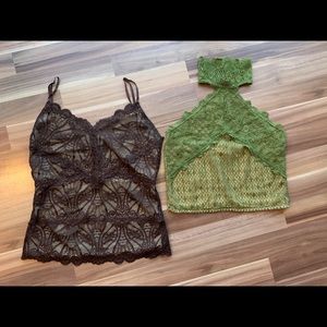 Free People halter and brown lace cami bundle